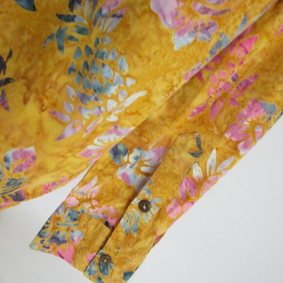 Pete HuntingtonWomens Large Sunflower Yellow Floral Cotton Shirt Handcrafted - Picture 12 of 12